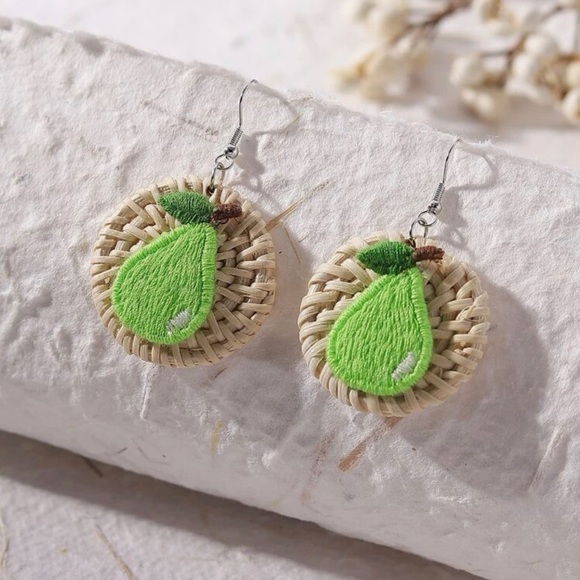 ❤️Pear Rattan Drop Earrings - Picture 7 of 7